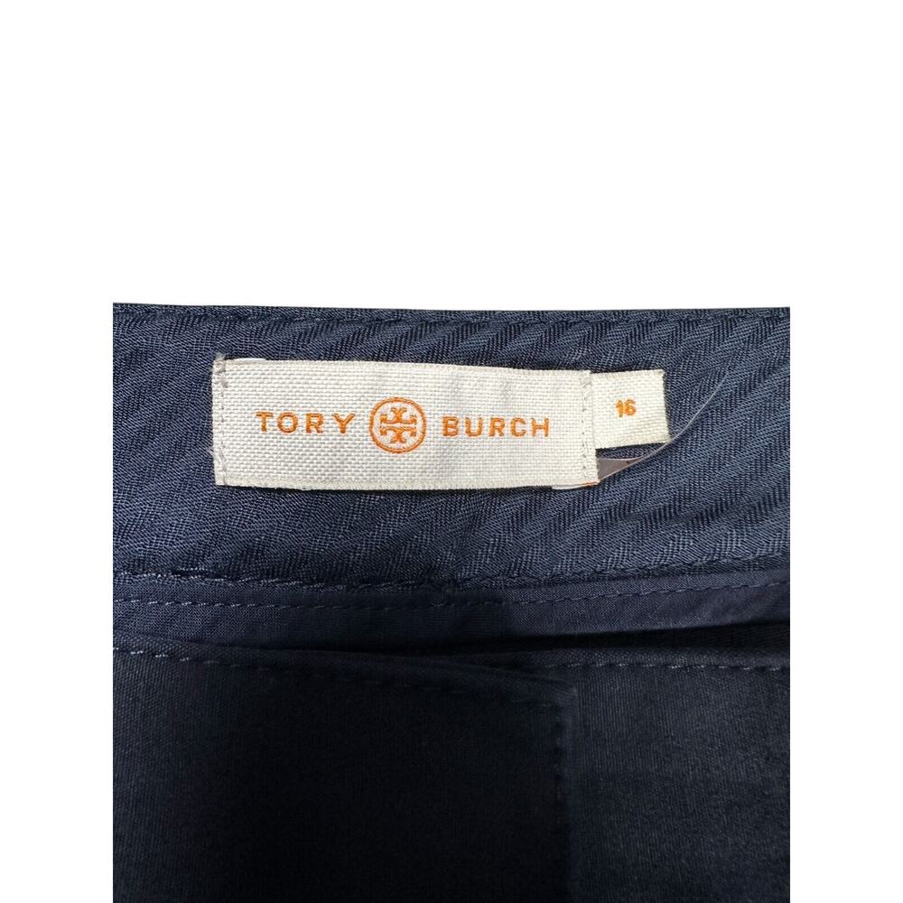 Tory Burch Vanner Cropped Pants Size 16 Navy Blue Cotton Casual Business - Picture 3 of 9